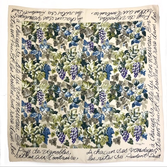 Dior Accessories - AUTH Christian Dior Grapes Motif Scarf